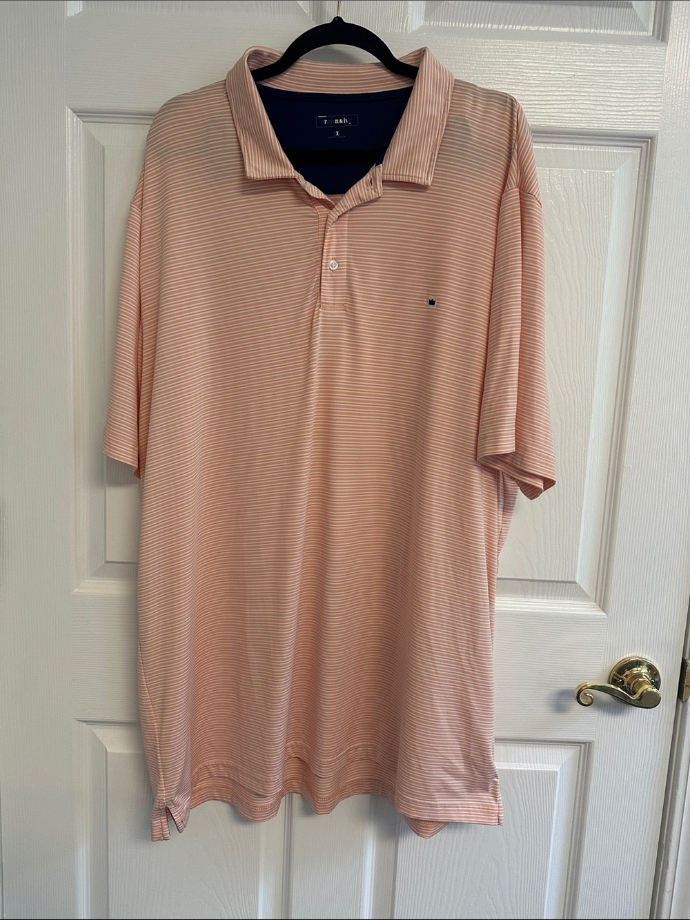 Crown & Ivy Men’s Peach & White Striped Polo